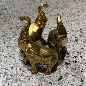Brass Elephant Trio Sculpture
